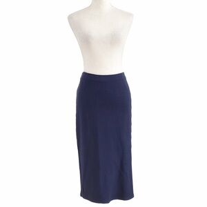 MAX MARA WEEKEND NAVY TEXTURED HIGH RISE SOFT KNIT PENCIL SKIRT